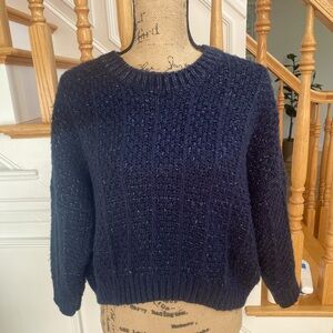 Altar Dark Blue Cropped Wide Mohair Blend Sweater Sz S